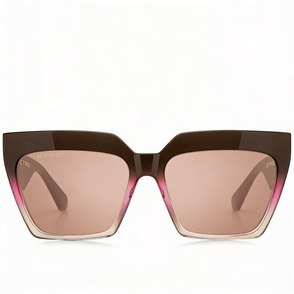 Etro Casual Women's Acetate Non-Polarized Sunglasses Brown Fuchsia Pink Flash Silver Lenses 58mm