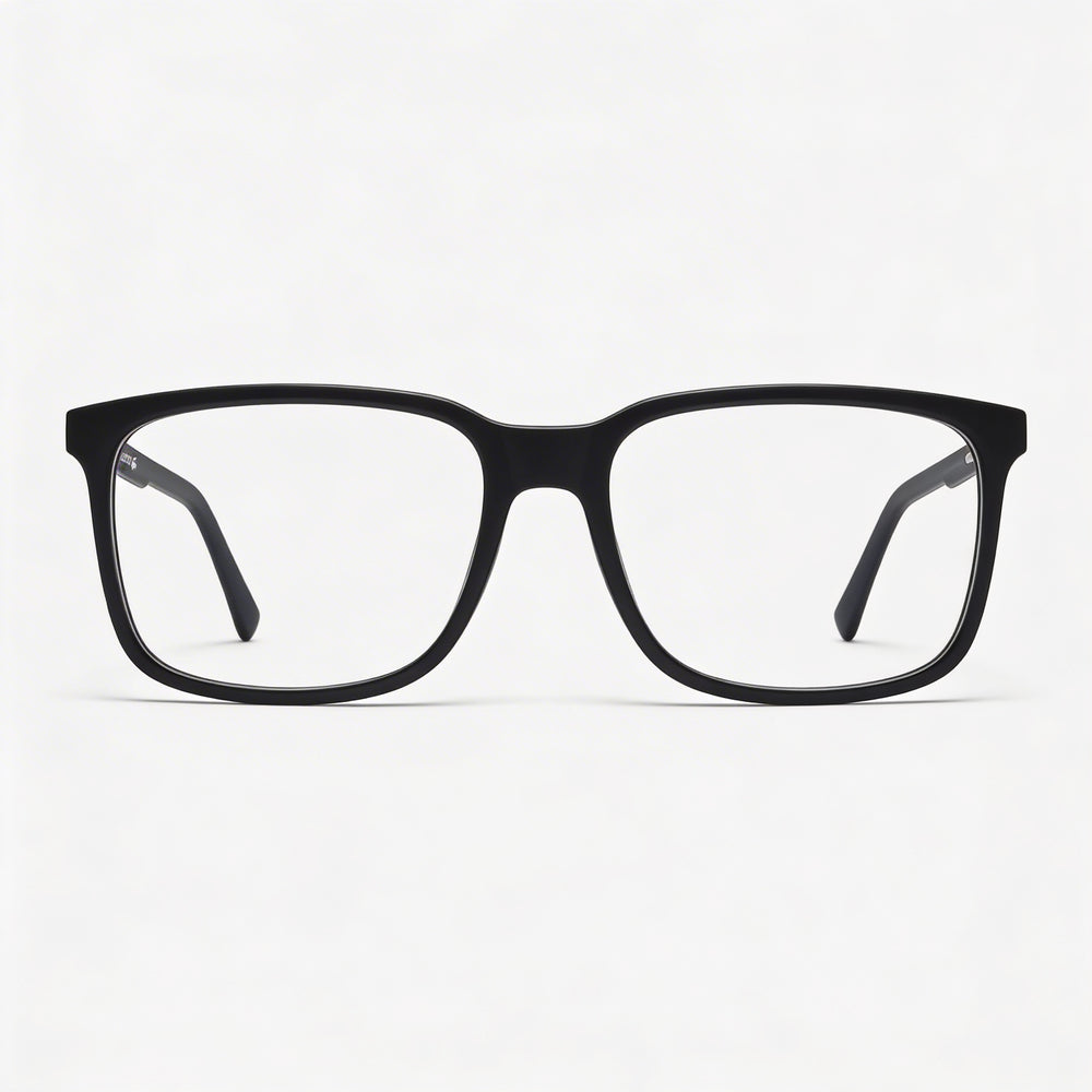 Monturas oftálmicas casuales Lacoste para hombre, gris oscuro mate, lentes de plástico transparente, tamaño 54-18-145