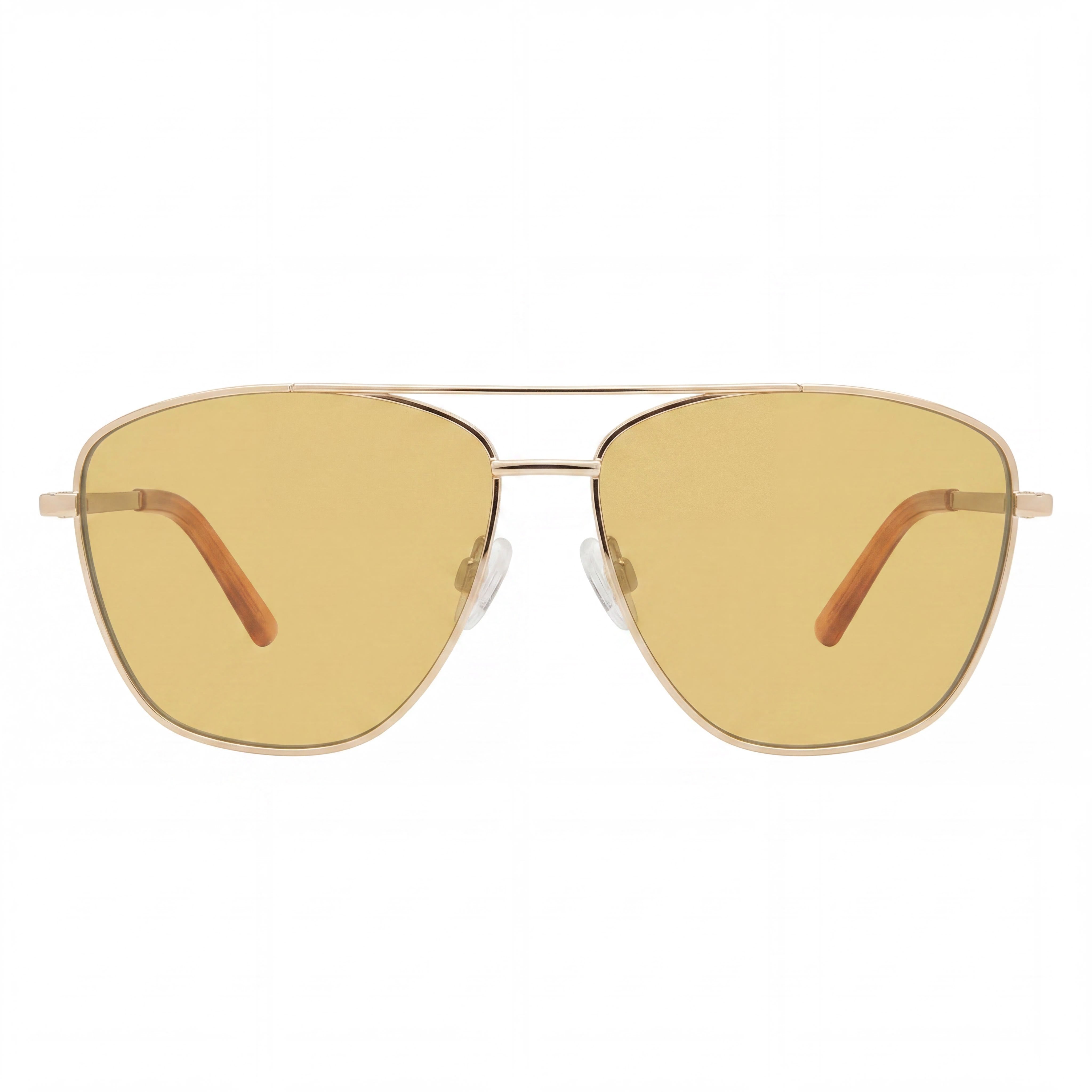 PRIVÉ REVAUX Modern Unisex Non-Polarized Alloy Steel Champagne Gold Frame Gold Lens 57mm Sunglasses, Photo 2