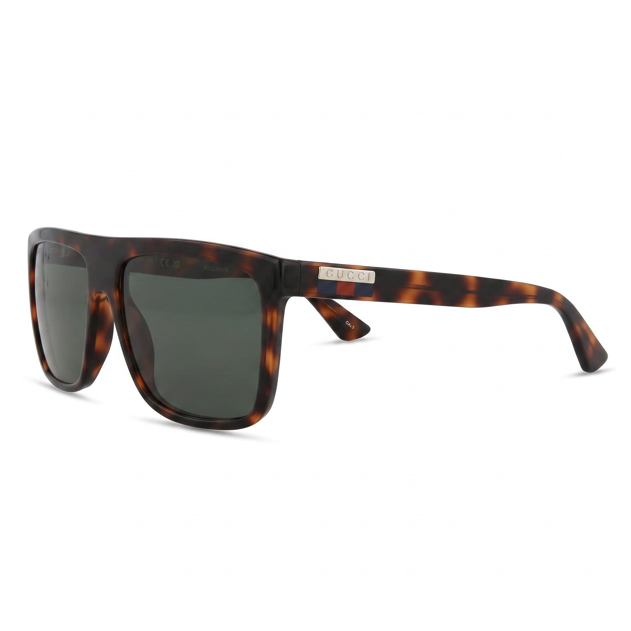 Gucci Women's GG0748S Square/Rectangle Havana Injection Frame Green Lens 59mm UV Protected Non-Polarized Sunglasses, Photo 1