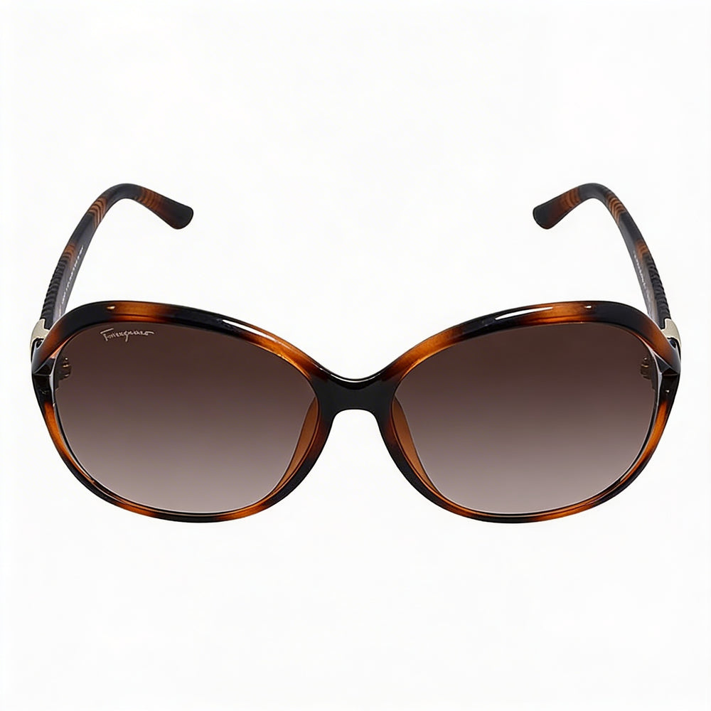 Gafas de sol Ferragamo Classic para mujer con montura de plástico de carey, degradado marrón, protección 100% UV, 61mm