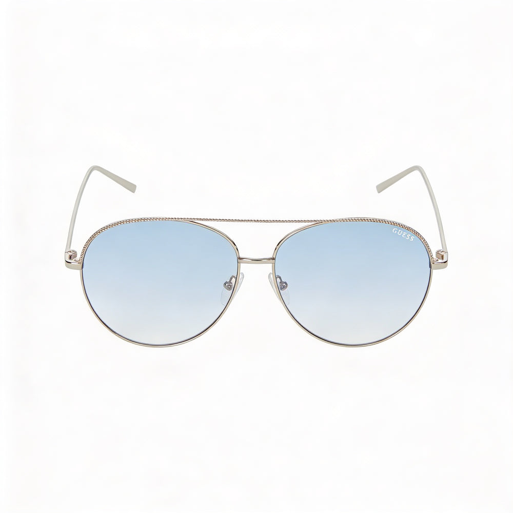 GUESS 63 Mm Gf0391 Women's Shiny Light Nickeltin Gradient Blue Frame Gradient Sunglasses 140mm