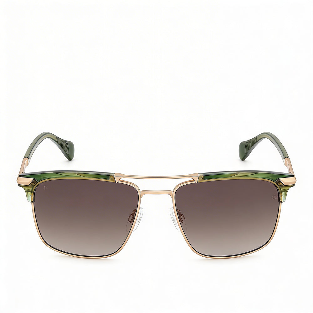 Gafas de sol informales Rag & Bone para hombre, acero inoxidable, cuerno color caqui, protección UV, no polarizadas 55-17-145