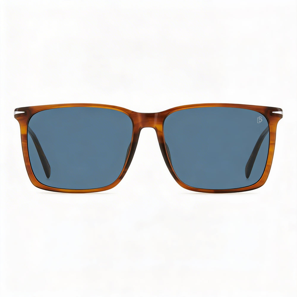 David Beckham DB 1145/G/S Casual Men's Brown Horn Light Acetate Blue Lens Sunglasses 58mm