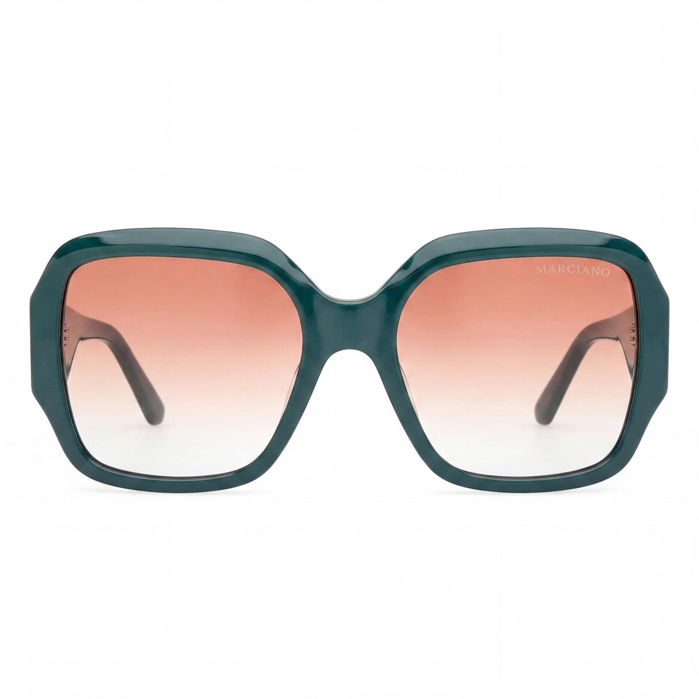 GUESS by Marciano Women's Classic Dark Green Plastic Frame Eyewear with Green Polycarbonate Lenses 56mm