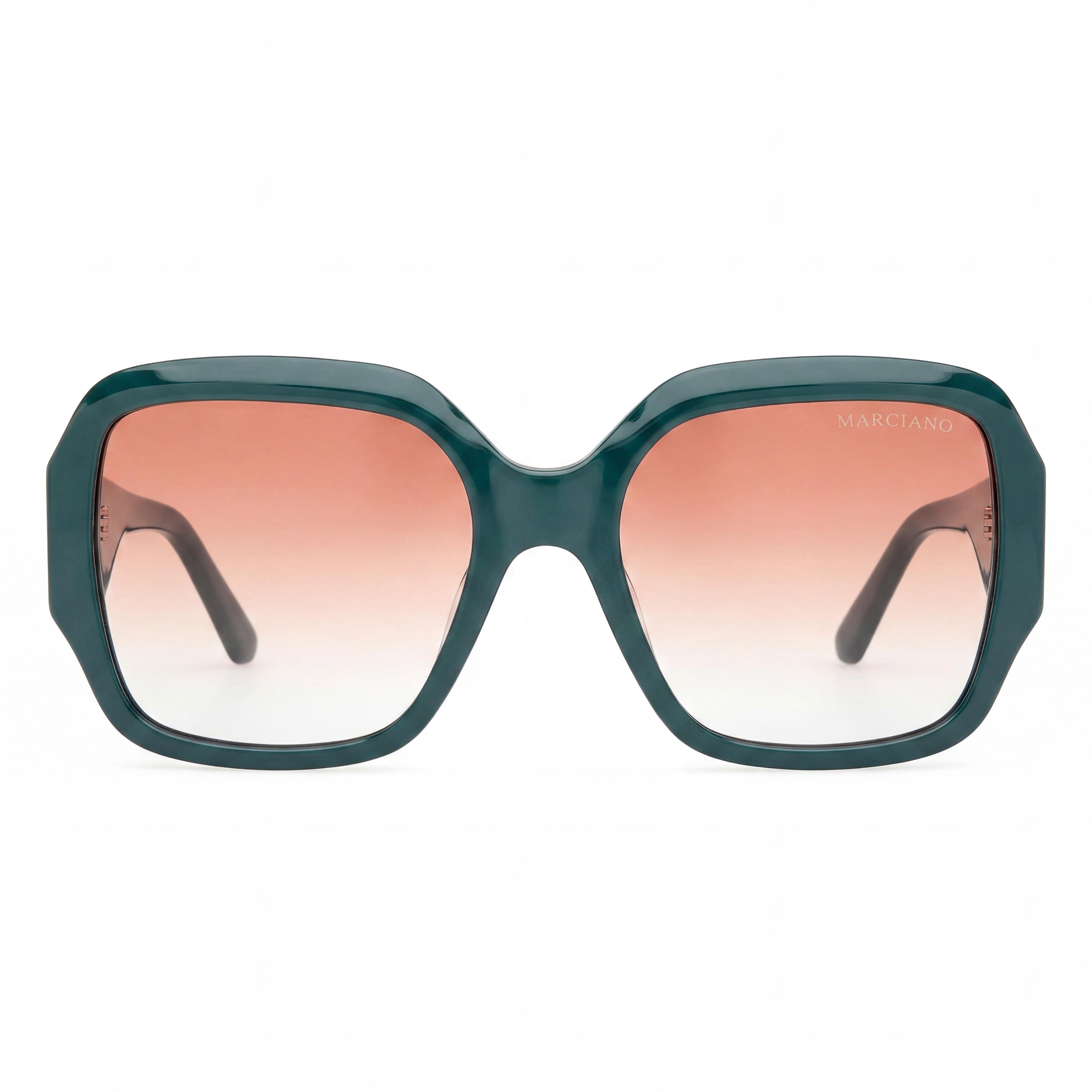 GUESS by Marciano Women's Classic Dark Green Plastic Frame Eyewear with Green Polycarbonate Lenses 56mm, Photo 2