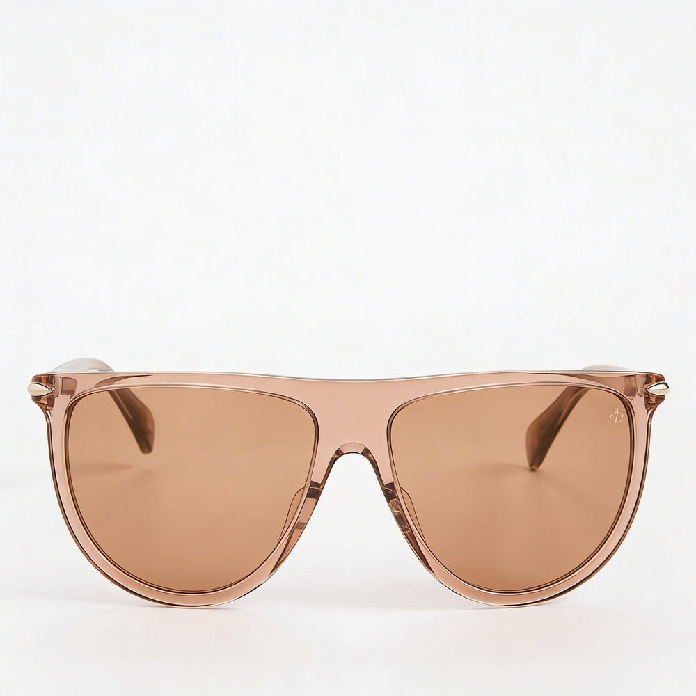 Gafas de sol clásicas Rag & Bone para mujer: montura de acetato marrón, lentes con protección UV, ancho de lente de 57 mm