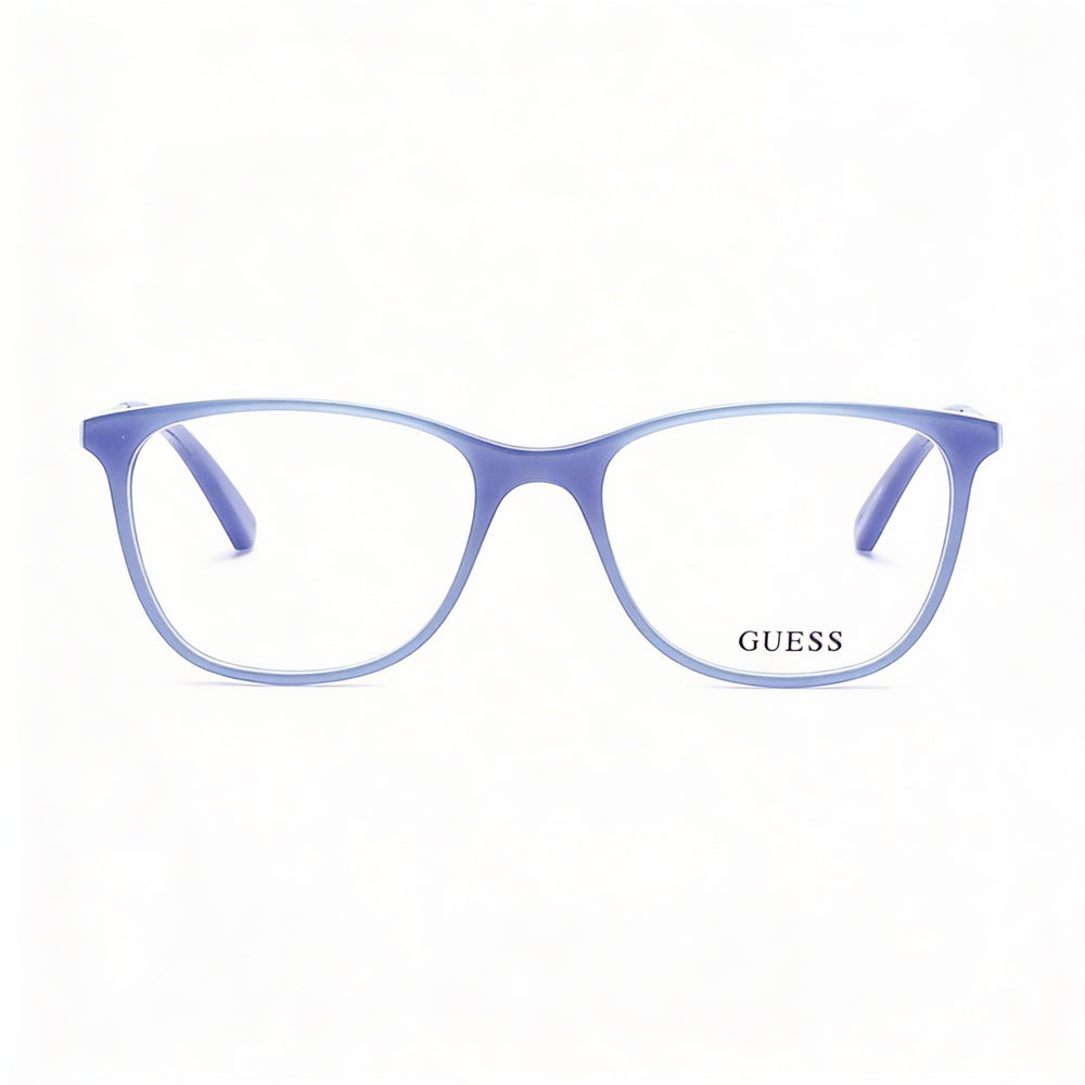 Guess Gu2566 C49 Unisex Cat-Eye Style Eyeglasses with Shiny Light Blue Plastic Frame, 49mm Lens Width