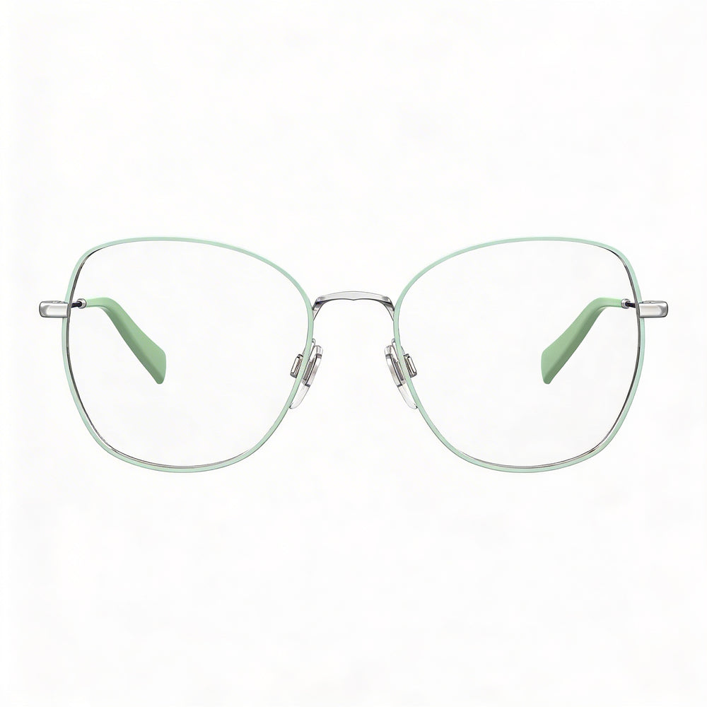 Anteojos Levi's NOT para mujer con montura metálica verde y lentes de plástico (ancho de lente de 52 mm)