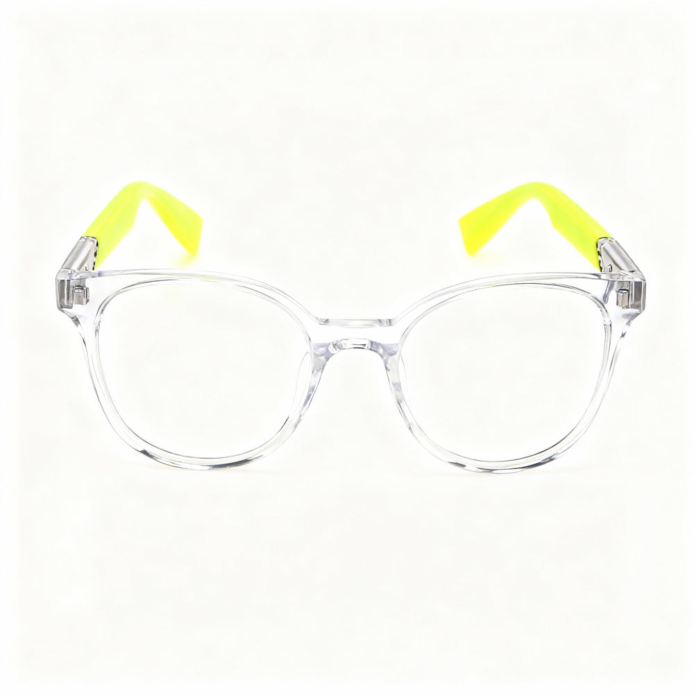 Furla Vfu667 Women's Round Acetate Optical Eyeglasses in Cristallo Lucido, Size 51-18-140