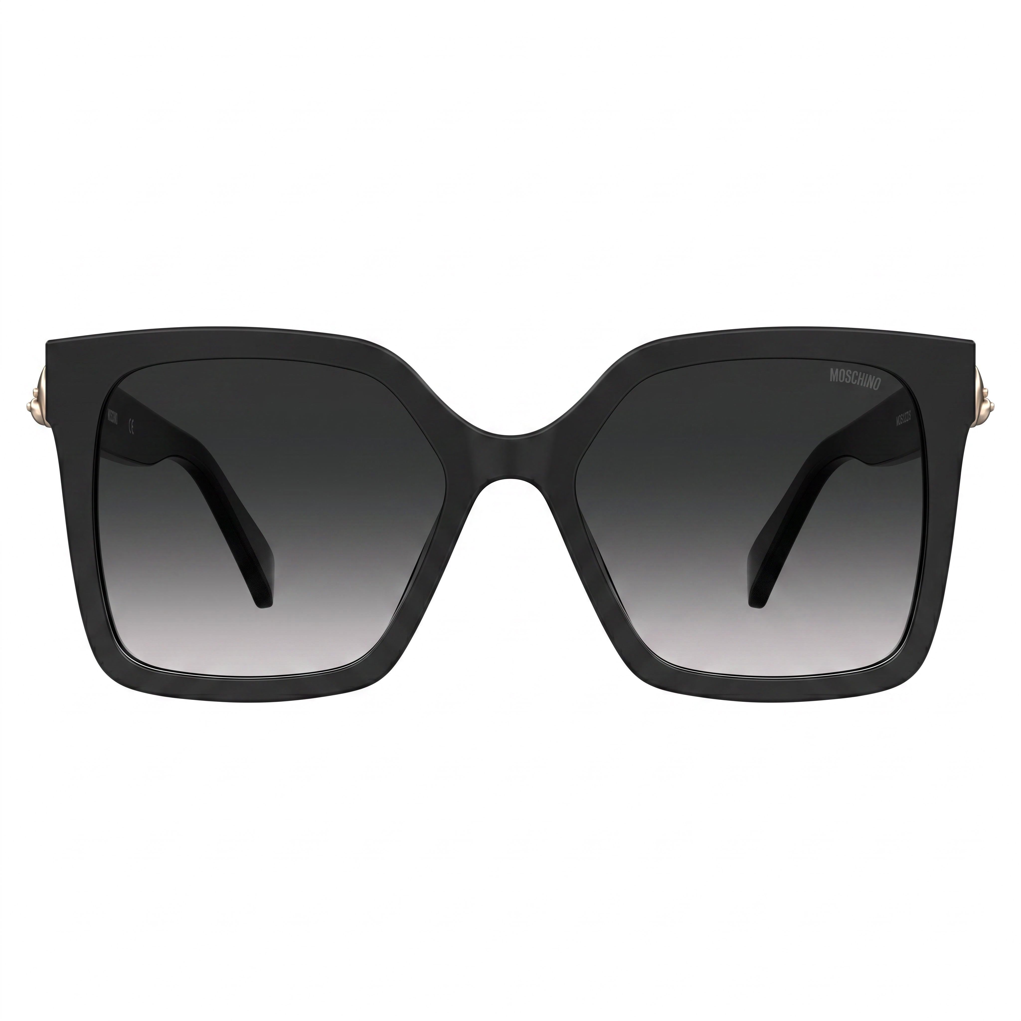 Moschino Mos123/S Women's Acetate Sunglasses, Black Frame with Dark Grey Shaded Lenses, 100% UV Protection, Size 55-18-140, Photo 2