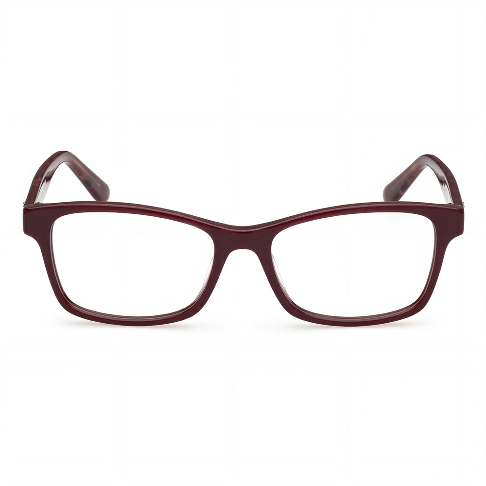 GUESS GU2874 Gafas de mujer con montura rectangular de plástico monocolor animal burdeos de 53 mm