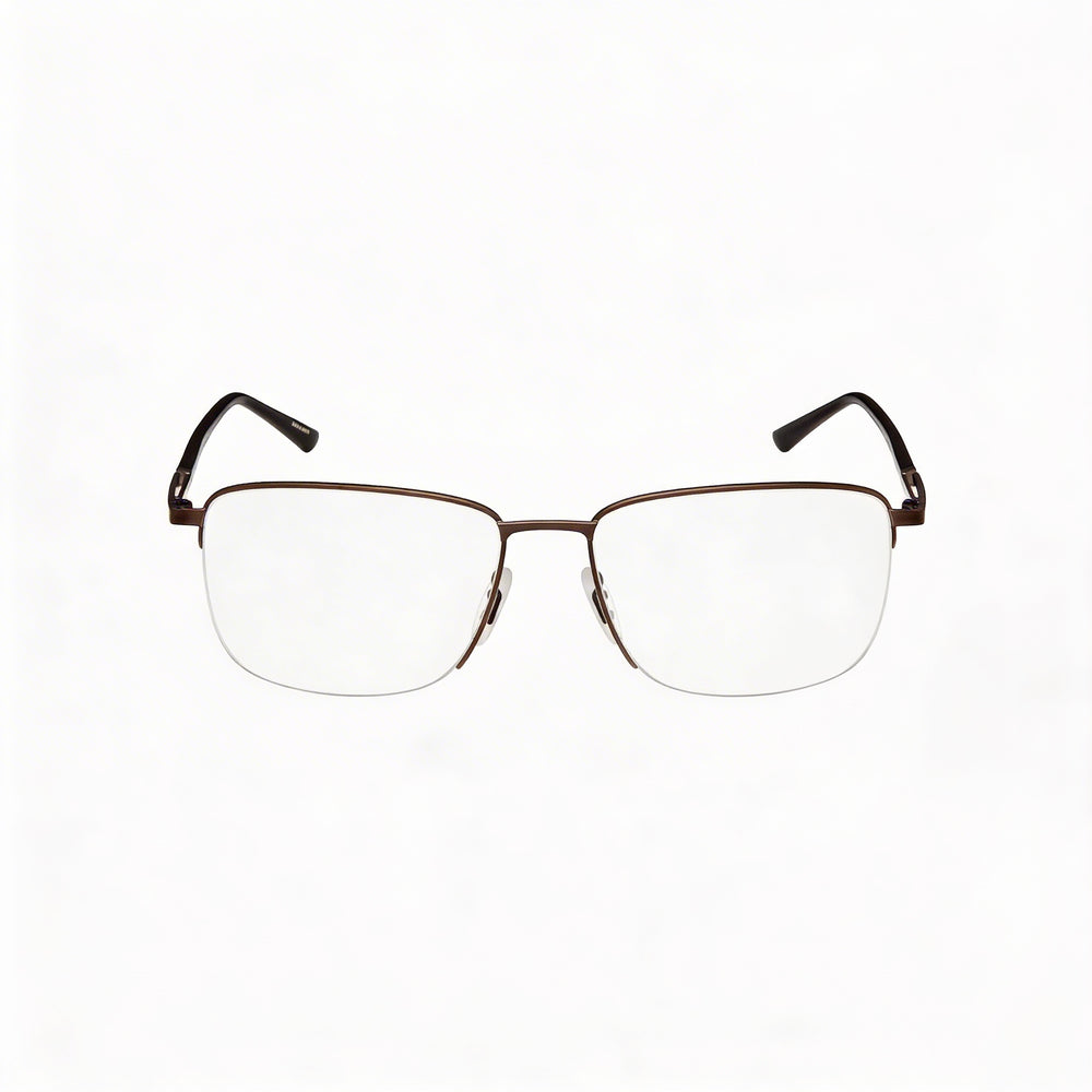 Gafas Porsche Modern para hombre con montura de titanio y combinación de colores marrón y negro, ancho de lente de 56 mm