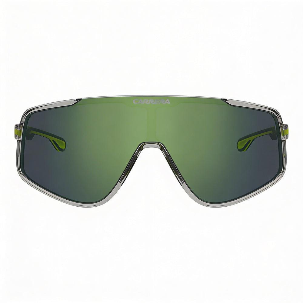 Carrera 4017/S Men's Modern Plastic Sunglasses, Grey Yellow Frame, Green Mirror Lenses 99mm
