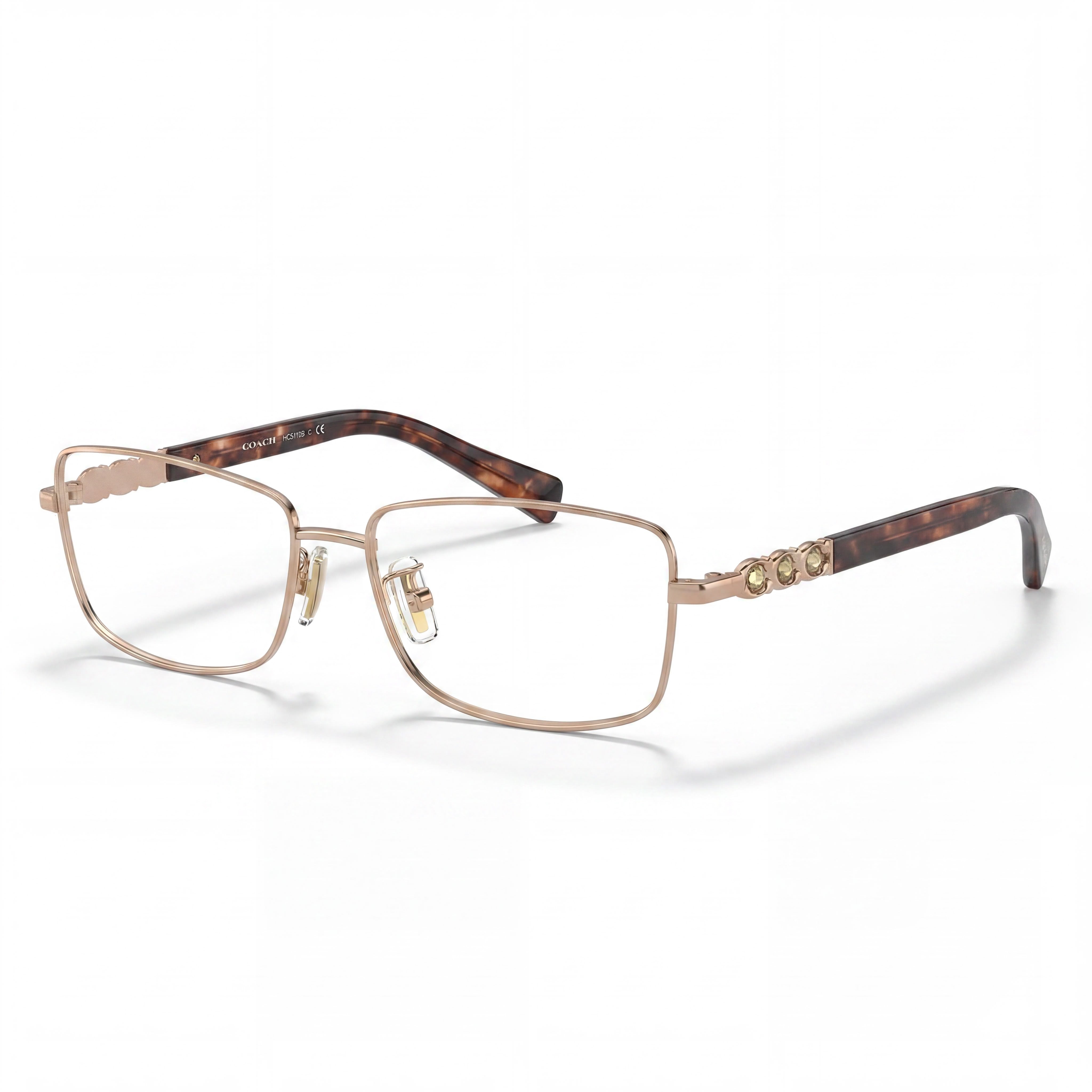 COACH Hc 5110b Women's Rectangular Prescription Eyeglasses with Rose Gold Metal Frame, Size 54mm, Photo 1