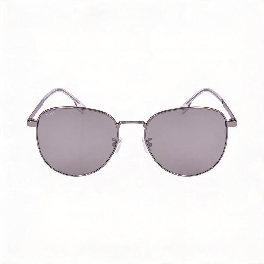 Hugo Boss Modern Unisex Silver Mirror Ruthenium Stainless Steel Sunglasses with UV Protection, 57mm