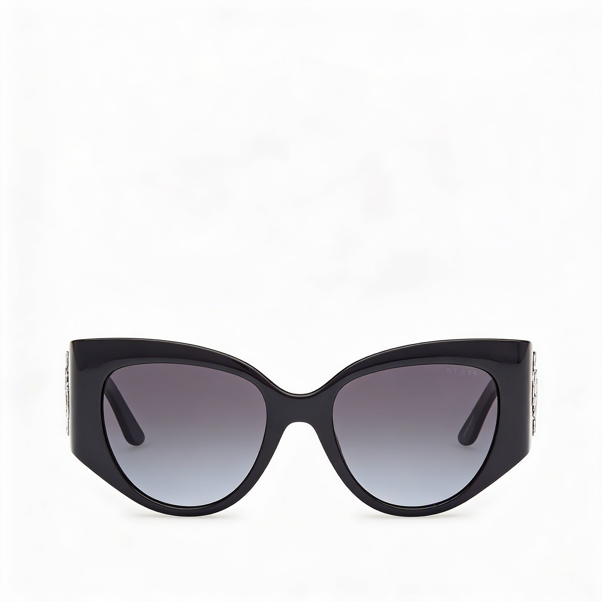 GUESS Casual Women's Shiny Black Plastic Frame Non-Polarized Gradient Smoke Sunglasses with 100% UV Protection 54mm, Photo 2