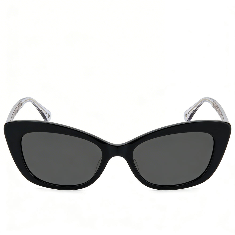 Kate Spade New York MERIDA/G/S Gafas de sol de plástico negras/grises de ojo de gato para mujer, lentes grises no polarizadas 100% UV 54 mm