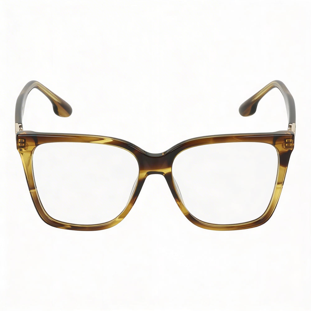 Monturas de gafas oftálmicas Victoria Beckham para mujer Vb2680, caqui a rayas, tamaño de ojo 53, puente 15, patilla 140