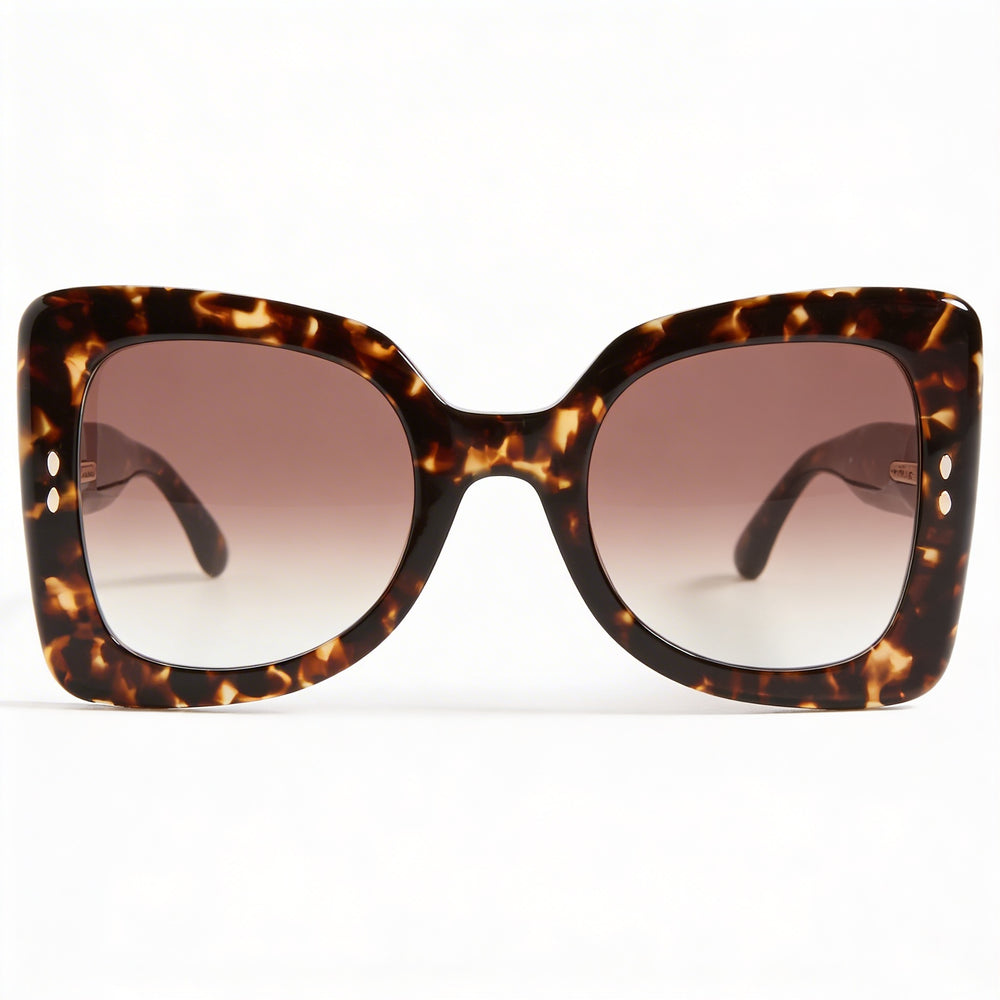 Gafas de sol cuadradas oversize de acetato de moda para mujer Isabel Marant con protección UV, marrón habana, 52 mm