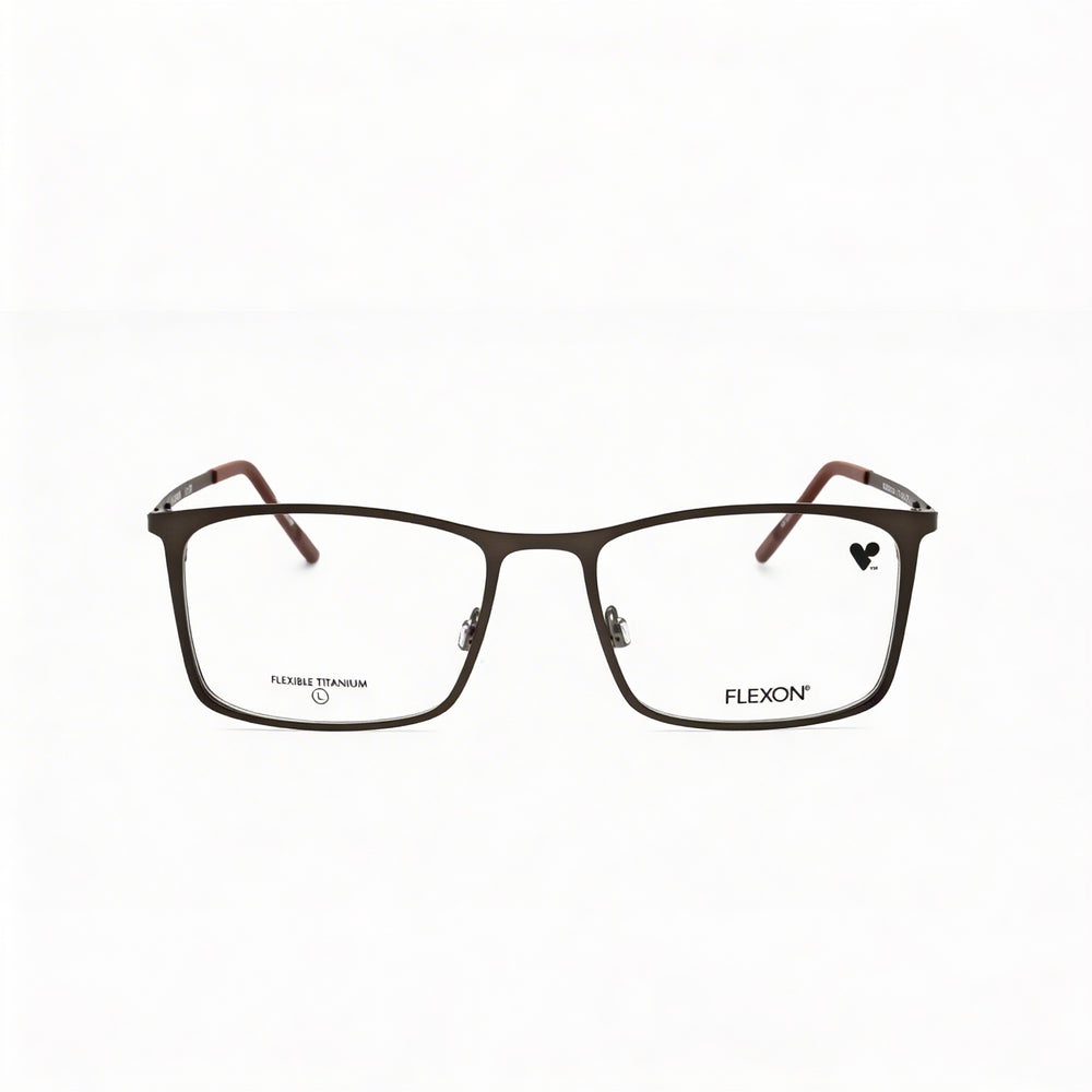 Monturas de gafas Flexon para hombre con lentes de demostración transparentes, listas para prescripción personalizada, en bronce gris mate sepia
