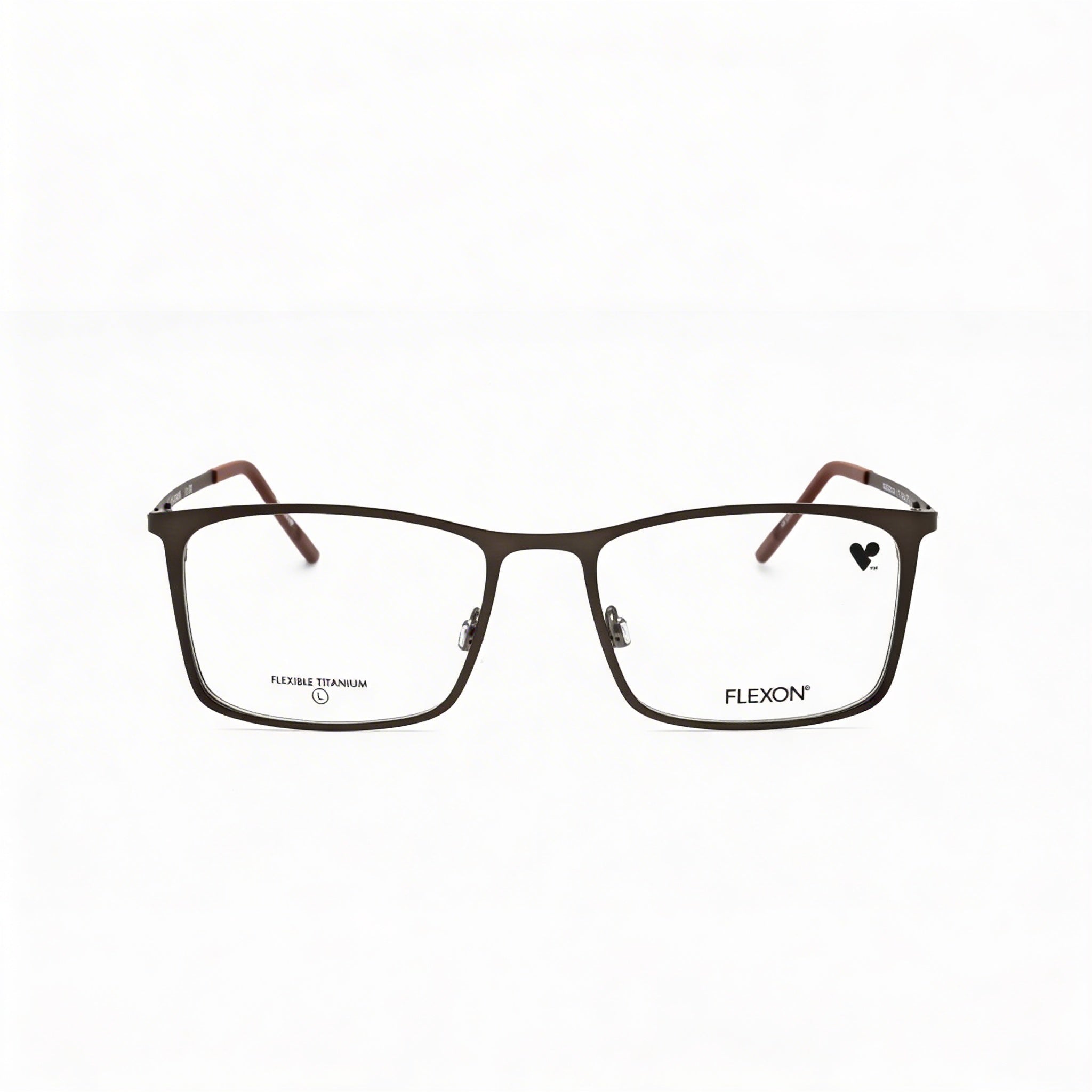 Flexon Men's Eyeglass Frames with Clear Demo Lenses, Ready for Custom Prescription, in Matte Gunmetal Sepia, Photo 2