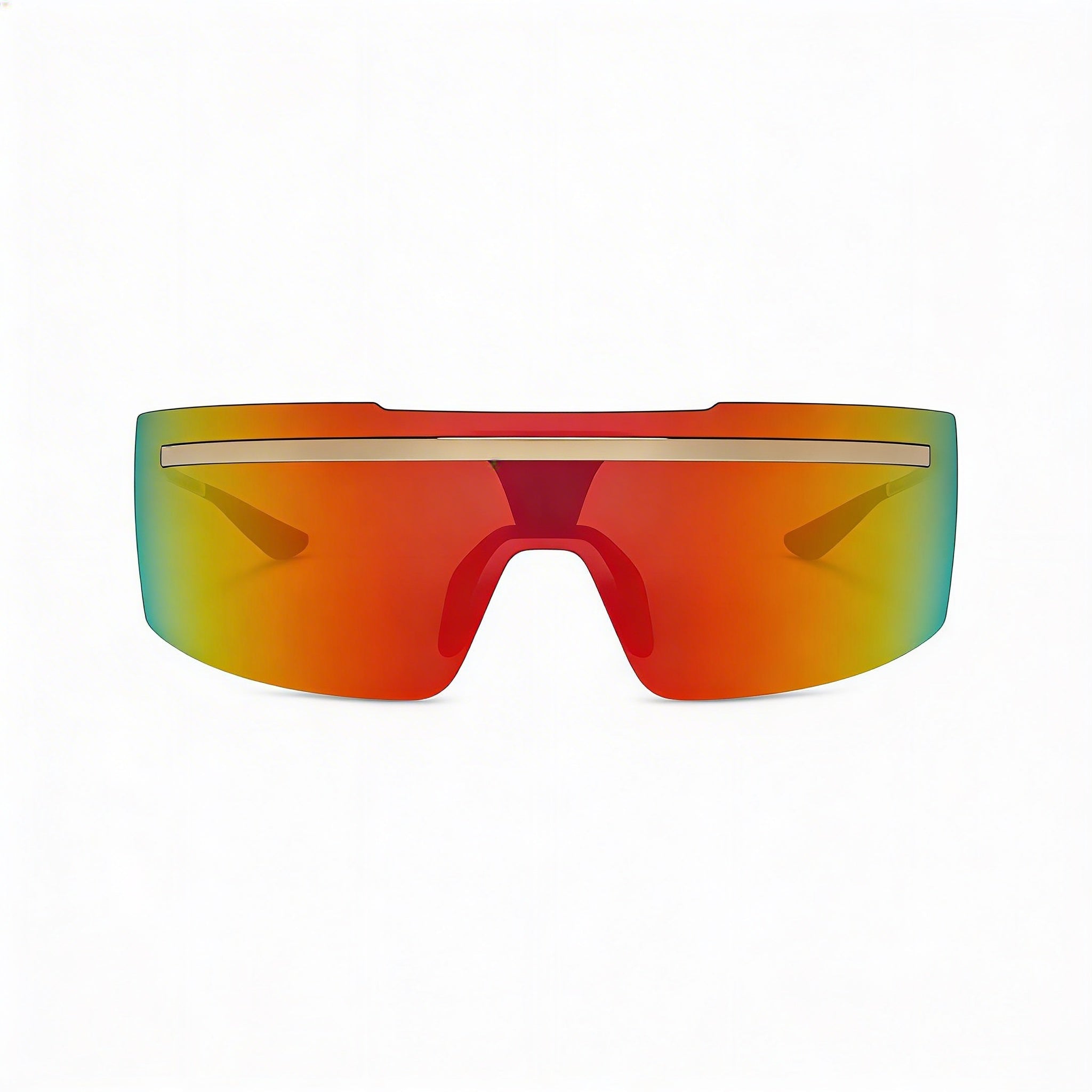 Gafas de sol unisex modernas NIKE con montura de plástico dorada carmesí espejada, lentes rojas, protección 100% UVA/UVB, 67mm, Photo 2