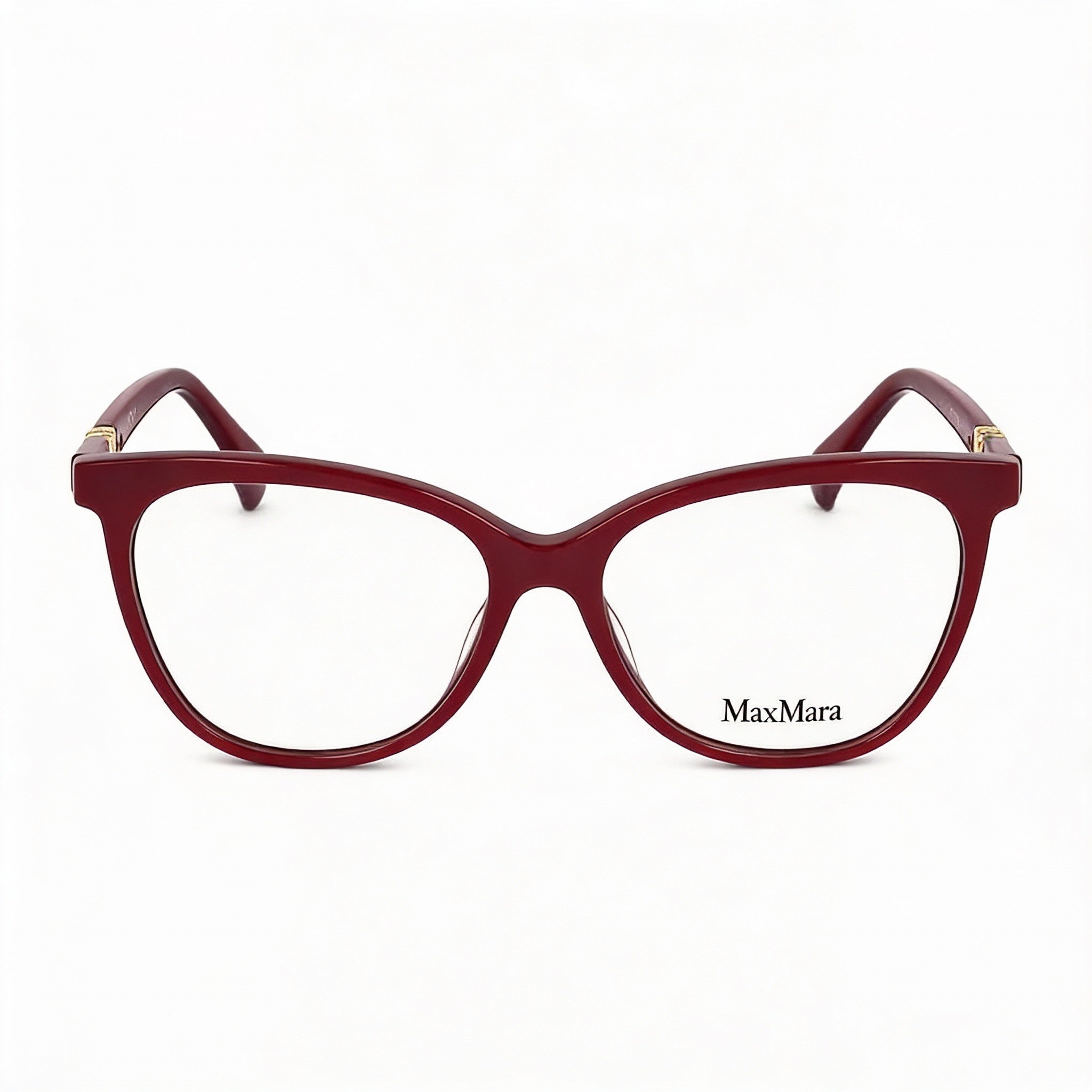 MaxMara MM5018 Women's Polarized Sunglasses with Burgundy Plastic Frame and Pale Gold Maxmaragram Detail, 53mm Lens Width, Photo 2