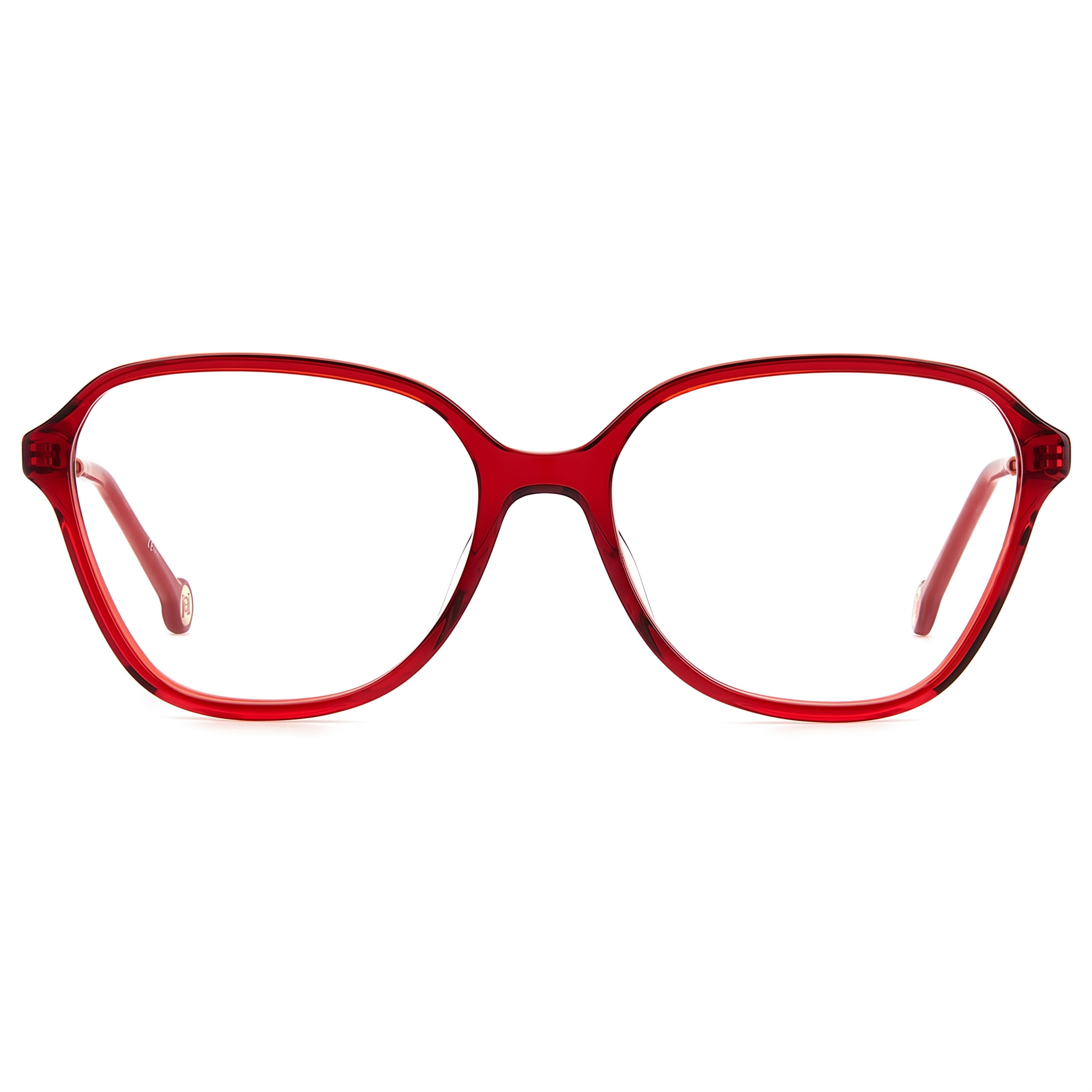 Carolina Herrera Modern Red Acetate Frame Sunglasses for Women, designed with a 55mm lens width, Photo 2
