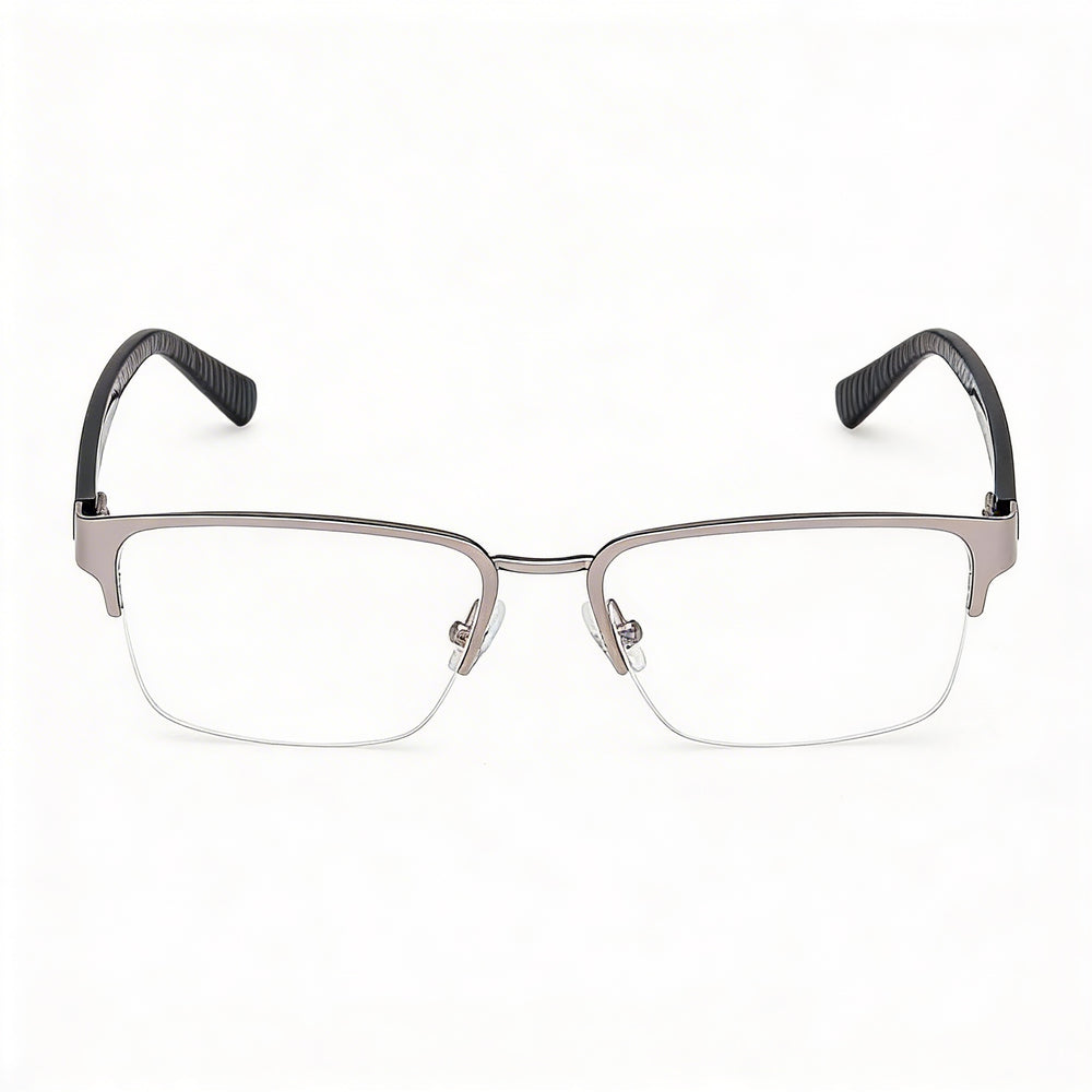 GUESS Gu50326 Men's Metal Eyeglasses with Demo Lenses - Matte Light Ruthenium Shiny Black 53mm