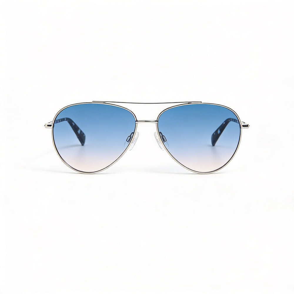 Gafas de sol Rag & Bone Modern para mujer, de metal, estilo aviador, de acero inoxidable paladio, color azul, doble tono, no polarizadas, 58 mm