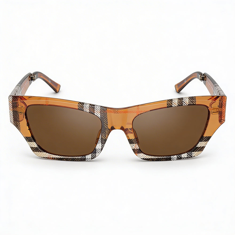 Gafas de sol BURBERRY Wayfarer unisex, montura de plástico marrón oscuro, lentes gris oscuro 52-19-140