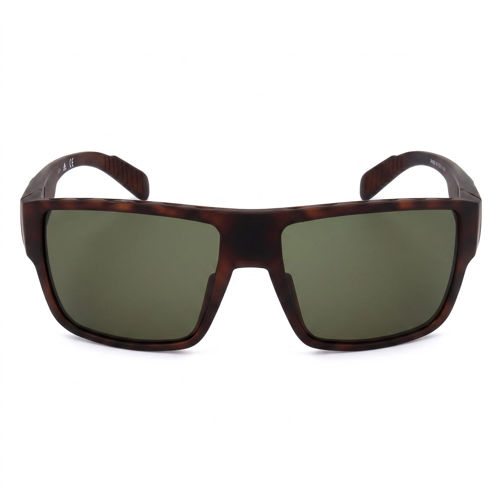 adidas SP0006 Gafas de Sol Rectangulares para Hombre, Montura de Compuesto Marrón Oscuro con Lentes Verdes con Protección UV 57-16-135