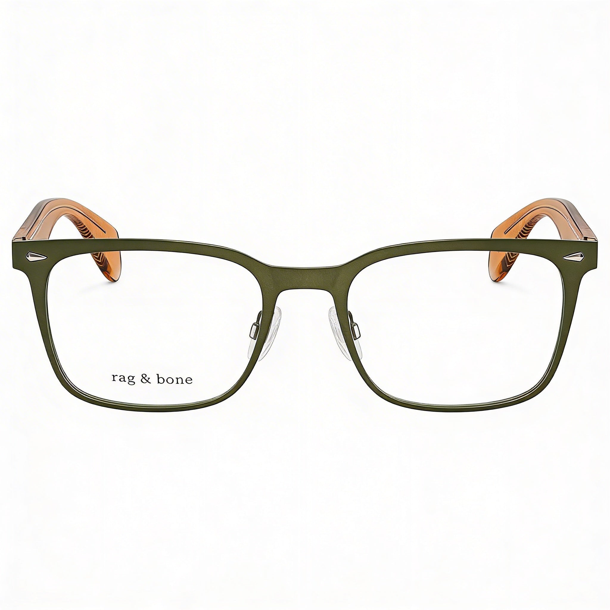 Rag & Bone Rnb 7002 Men's Dark Olive Brown Metal Prescription Eyeglass Frames with 54mm Lens, 19mm Bridge, 145mm Temple, Photo 1