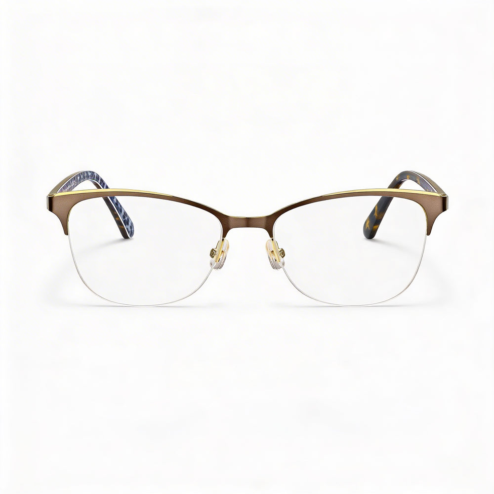 Kate Spade New York Women's Eyeglasses Rectangular Half-Rim Stainless Steel & Acetate Brown 50mm Lens Width