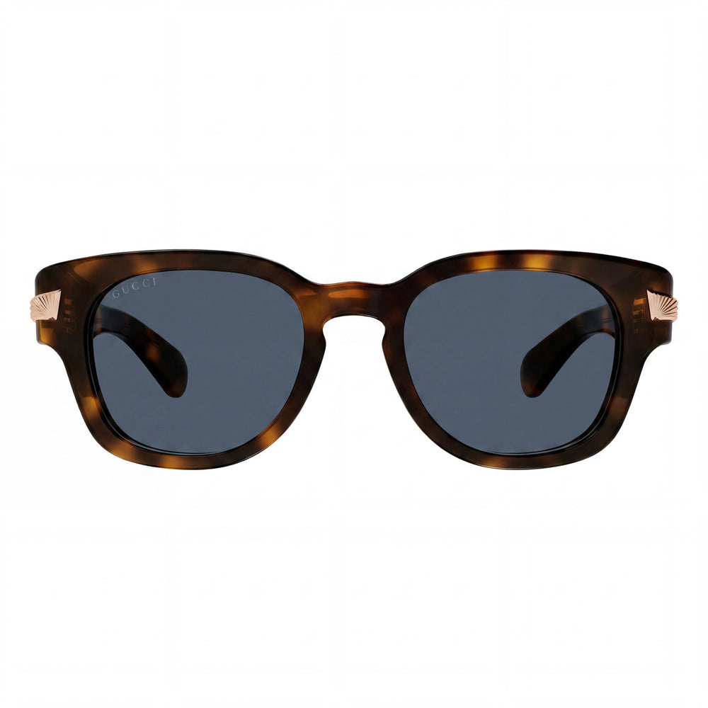 Gucci Casual Men's Havana Acetate Frame Sunglasses with Blue Non-Polarized Lenses, 51mm Lens Width