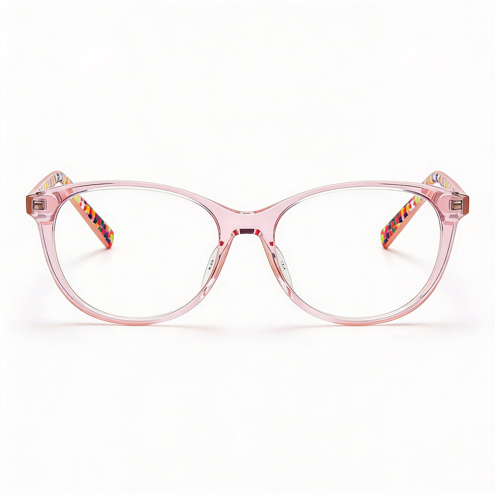 Colección Missoni Graphic Zig Zag: monturas ópticas modernas y femeninas de acetato rosa con montura completa de 52 mm para mujer