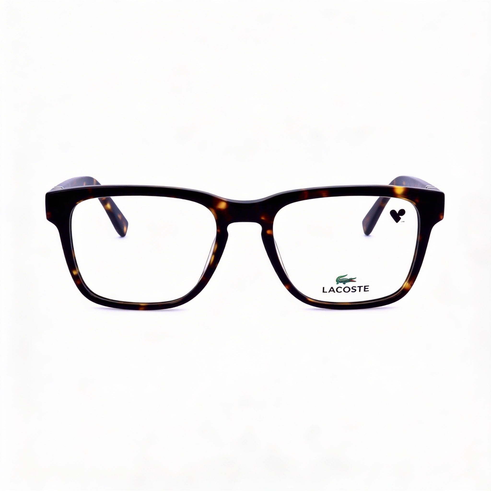 Gafas unisex Lacoste Modern de acetato en color Havana oscuro, 53 mm. Lentes transparentes de demostración, aptas para prescripción médica., Photo 2