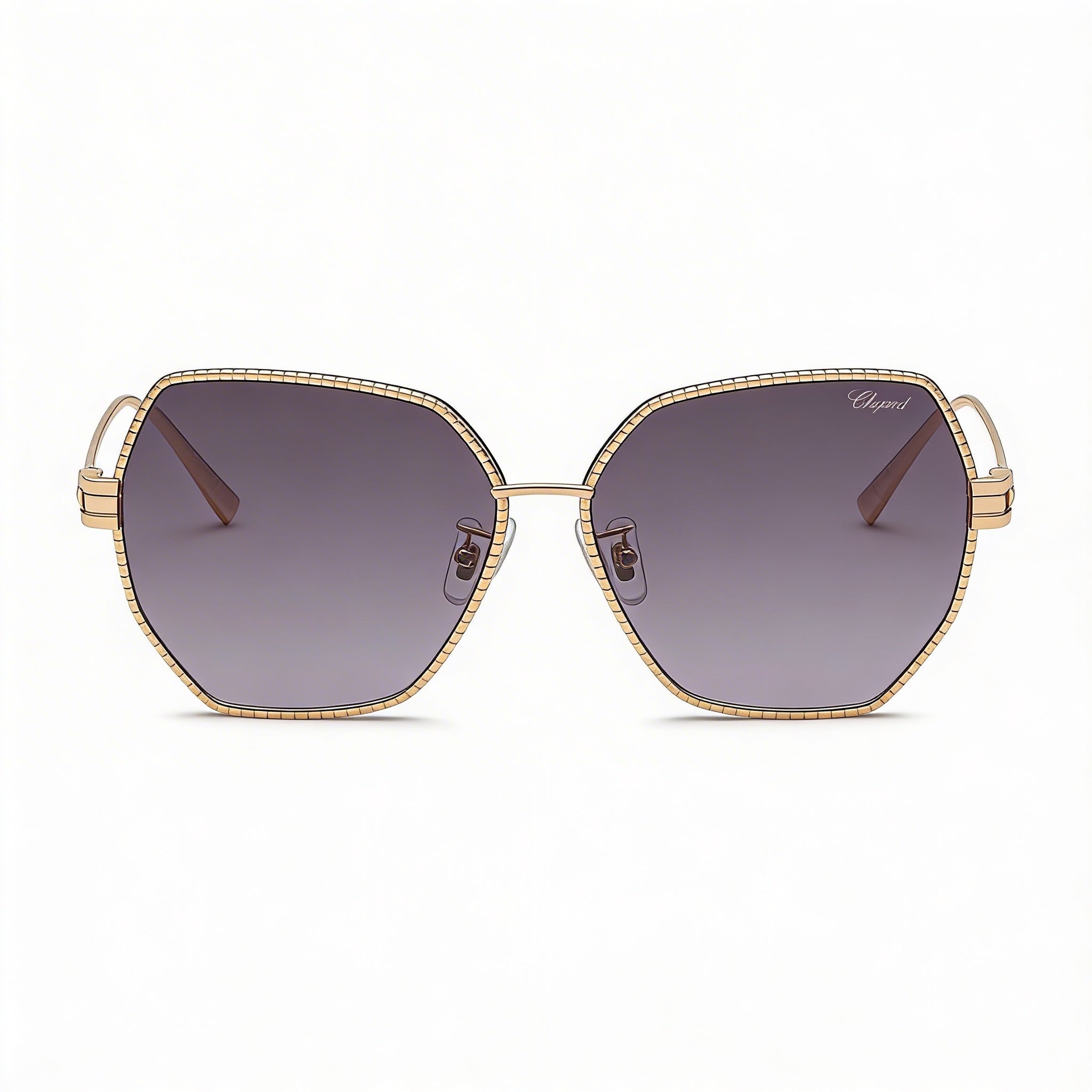 Gafas de sol Chopard casuales para mujer, marco de titanio y oro rosa, lentes no polarizadas con protección UV y degradado de humo de 59 mm, Photo 2