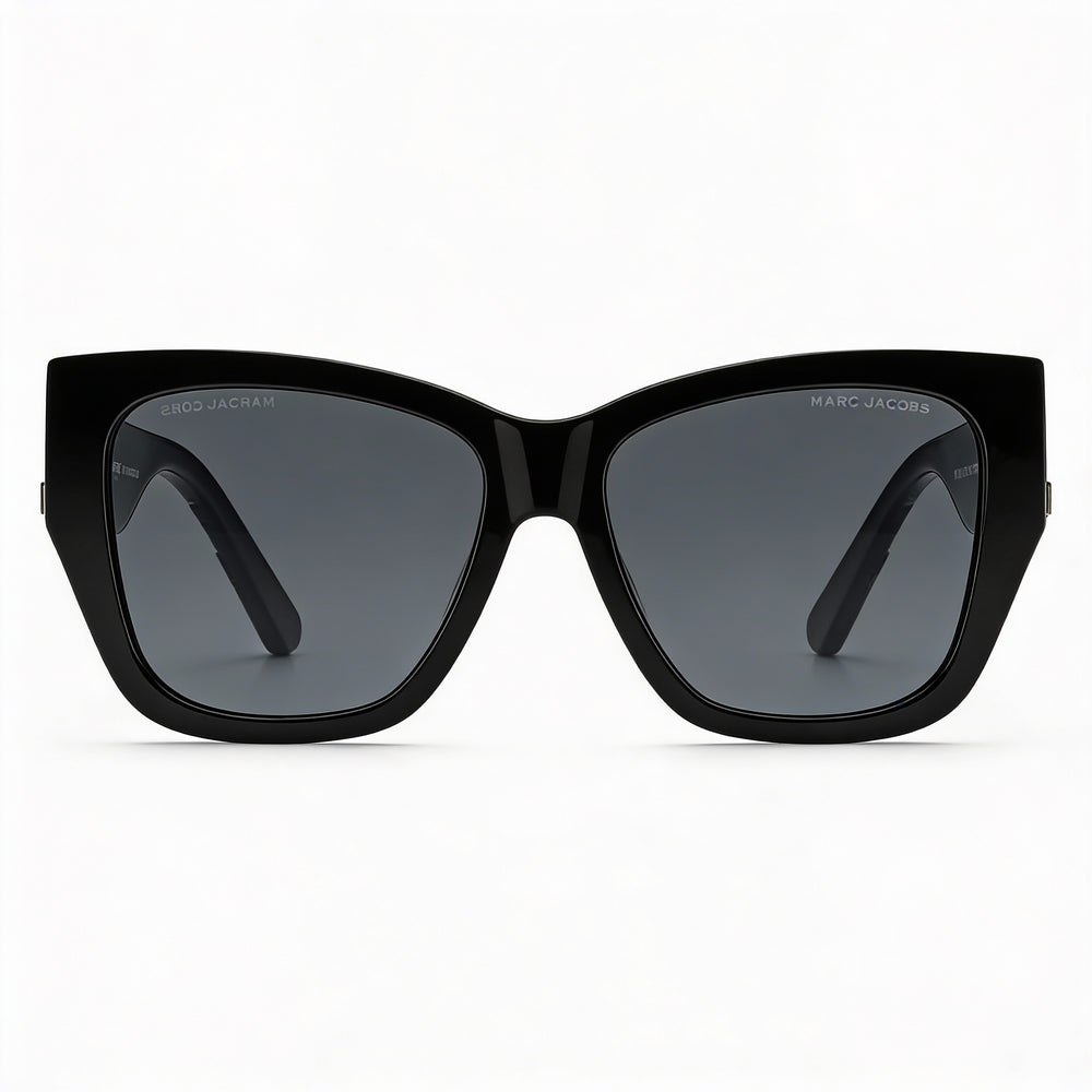 Marc Jacobs Marc 695/S Unisex Square Acetate Sunglasses with Black White Frame and Grey Lenses 55-16-145