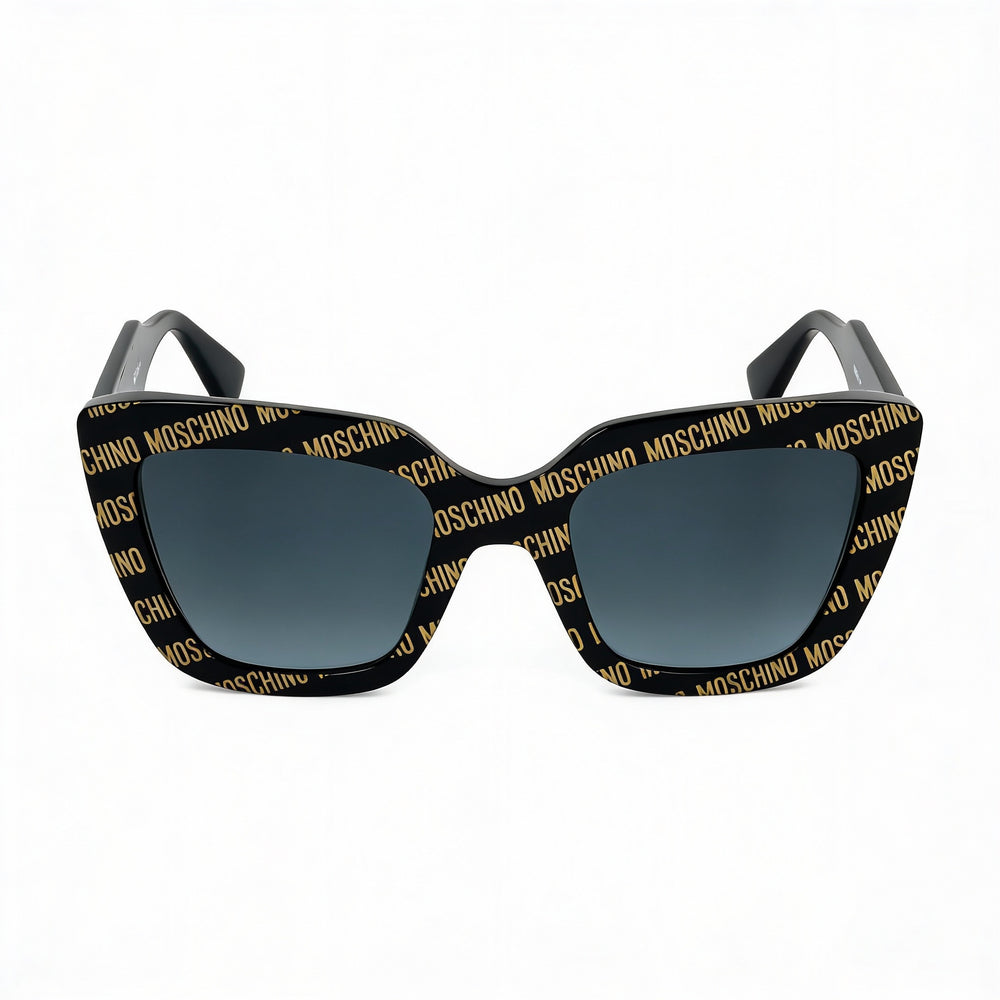 Moschino Casual Women's Cat Eye Black Pattern Dark Grey Shaded Gradient UV Protected Sunglasses 52mm