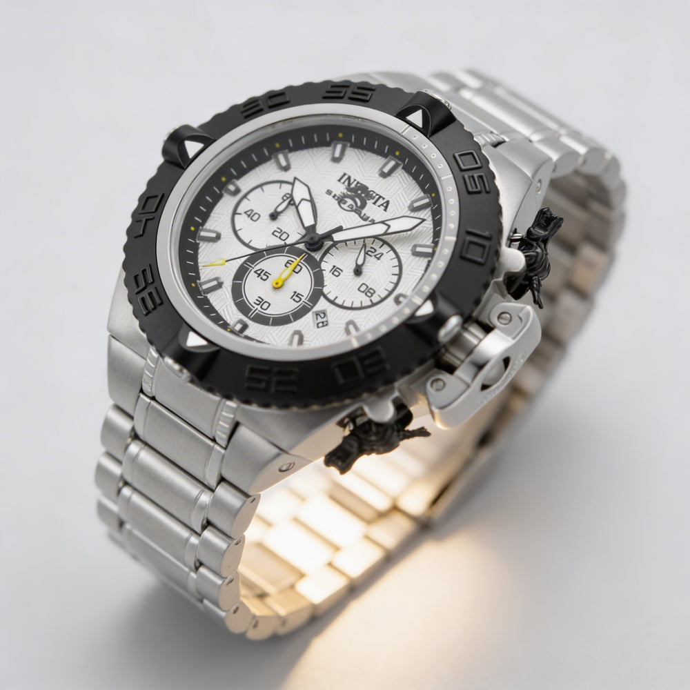 Invicta Subaqua - Noma IV 48201 Reloj cronógrafo de cuarzo para hombre, acero inoxidable, esfera plateada, caja de 50 mm