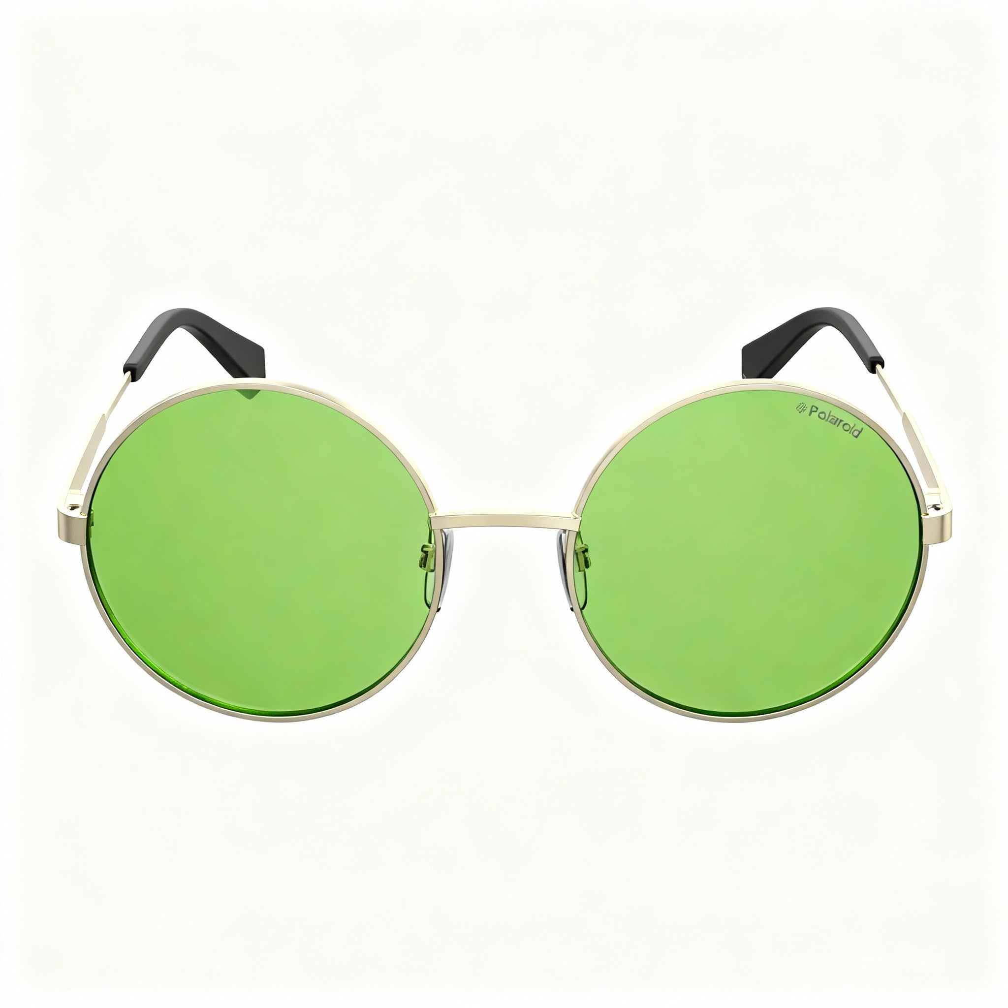 Polaroid Sunglasses Pld 4052/S Unisex Silver & Black Metal Round Double Bar Frame with Green Polarized Lenses 55mm