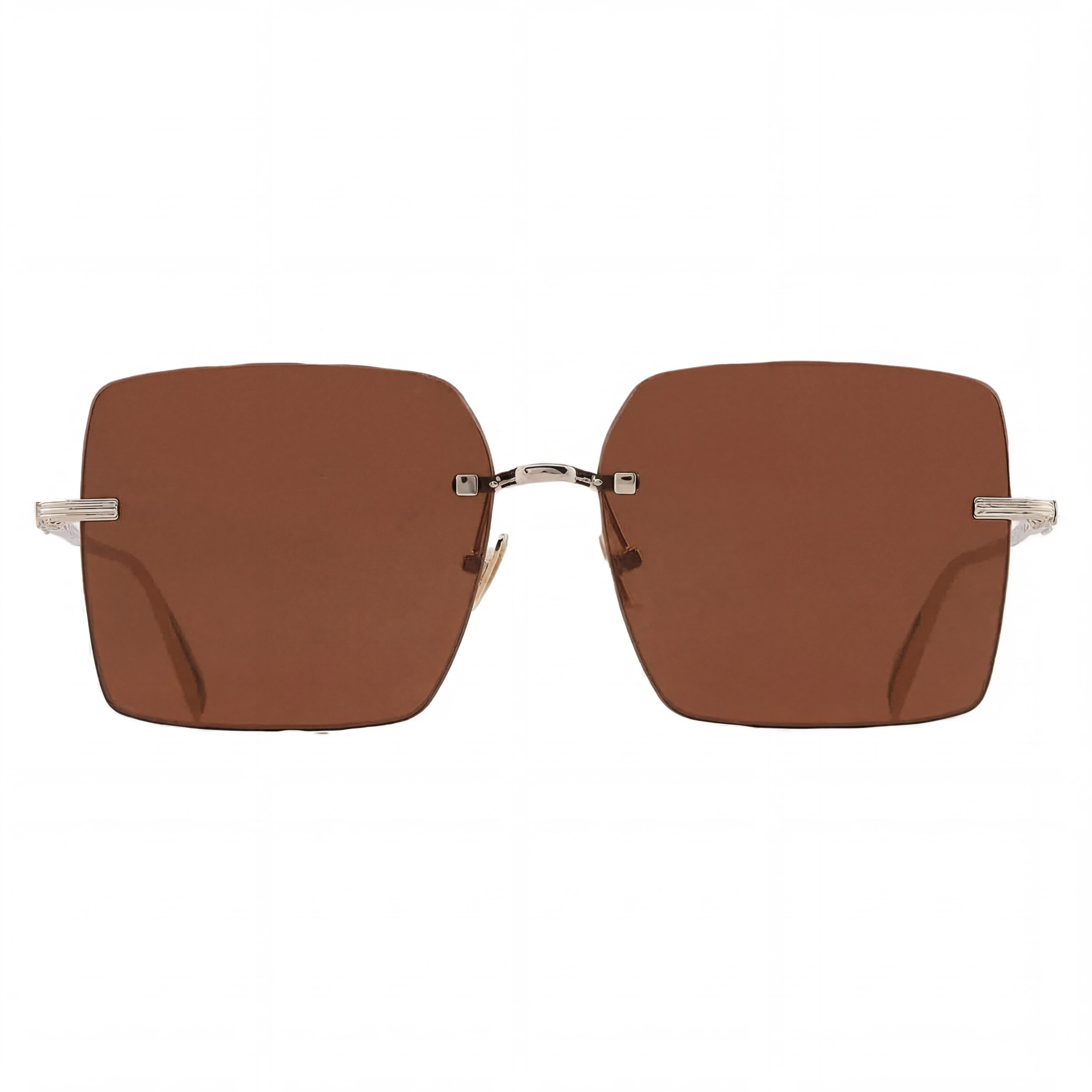Gafas de sol cuadradas metálicas doradas/marrón para mujer Salvatore Ferragamo Classic SF311S de 60 mm con 100% protección UV, Photo 2