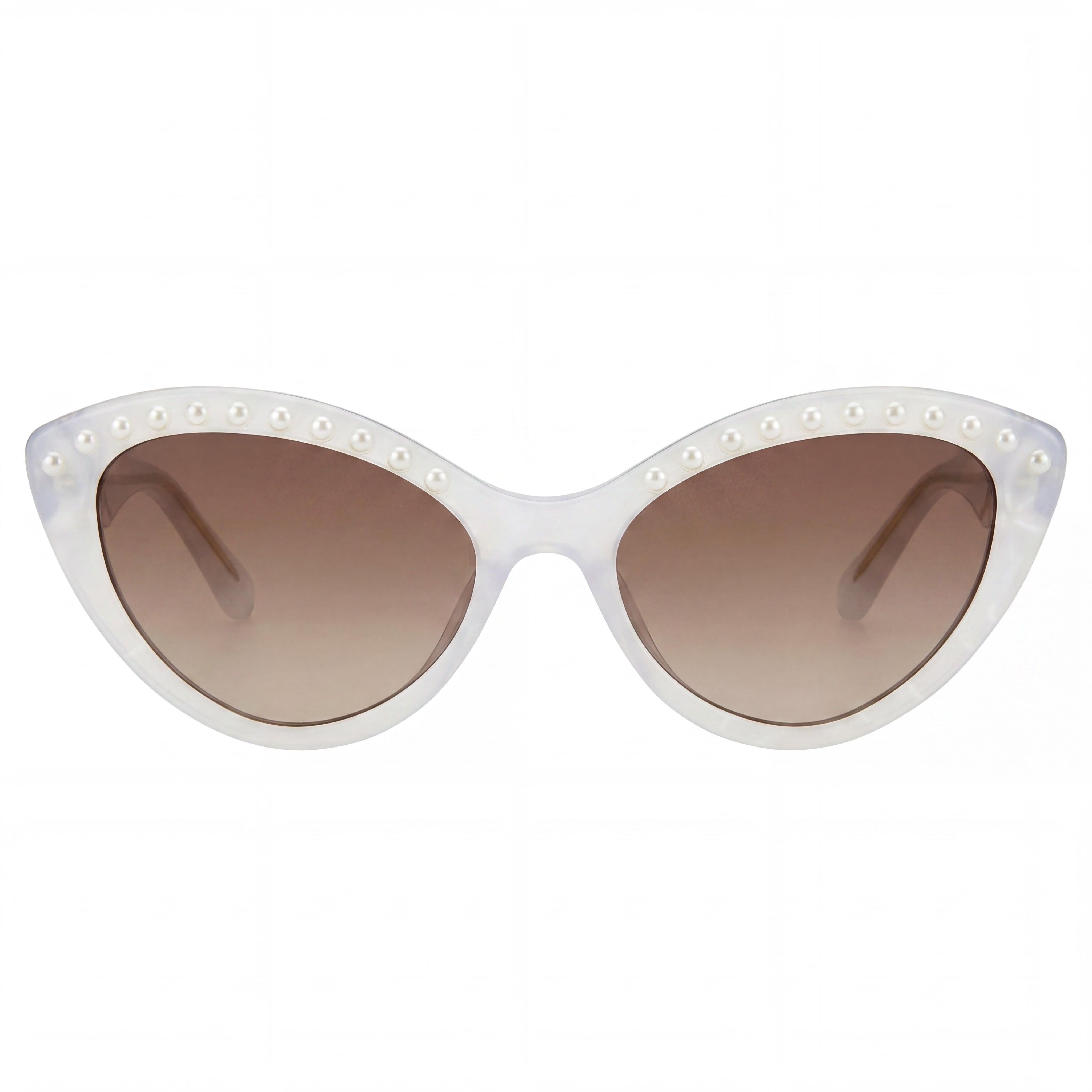 Kate Spade New York JUNI/G/S PEARL Women's Sunglasses with White Brown Acetate Frame, Brown Shaded UV Protected Lenses, 55mm Lens Width, Photo 2
