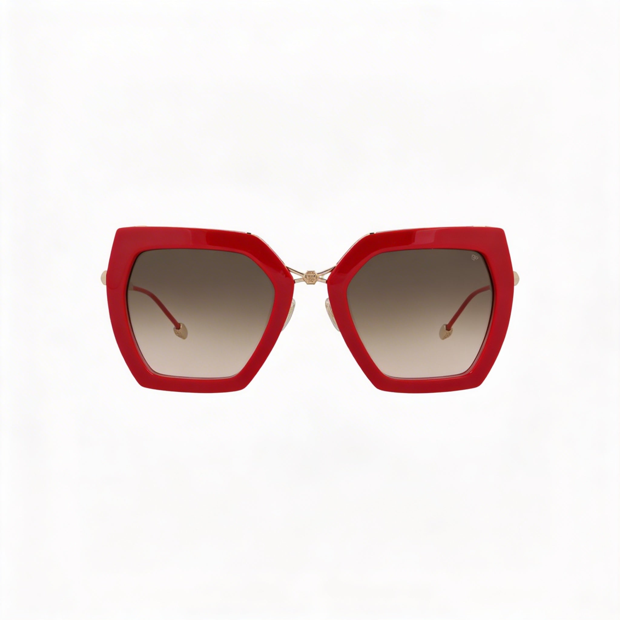 Philipp Plein Spp097s Women's Red Metal Sunglasses with Gradient Brown/Pink UV Protection Lenses 53mm, Photo 2