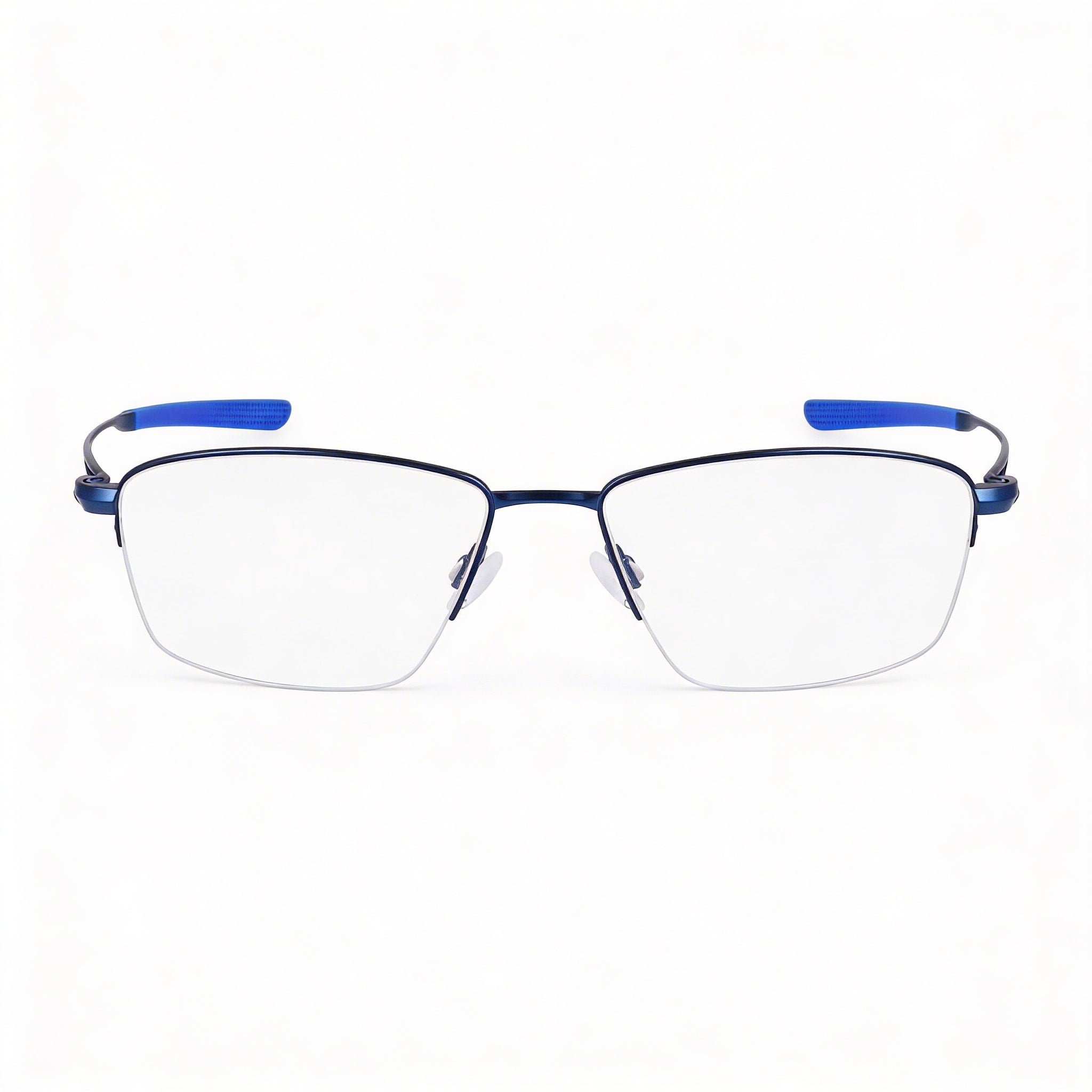 Nike 6045 Men's Titanium Eyeglasses with Semi-Rim Rectangle Frame in Satin Navy 54-17-145, Photo 2