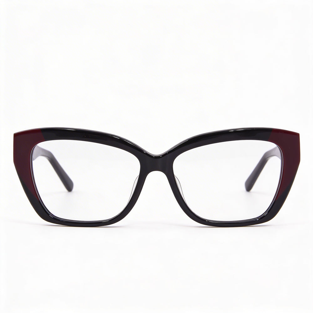Gafas ópticas Ferragamo SF2938N unisex con montura de acetato en color negro/burdeos, tamaño 53 mm