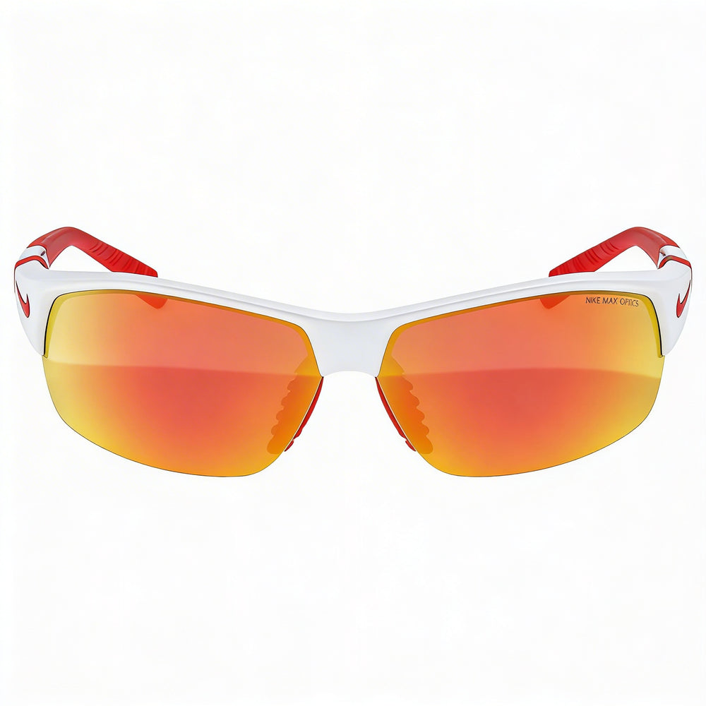 Nike Modern Women's White Grey Red Mirror Nylon Frame Sunglasses with Red Plastic Lenses 70mm