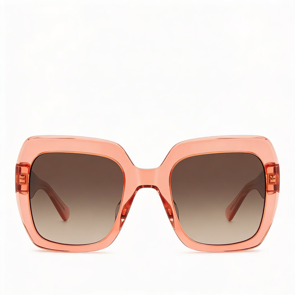 Gafas de sol informales de acetato Kate Spade New York para mujer, color melocotón, sombreado marrón oscuro, lentes no polarizadas con protección UV, sombreado marrón oscuro 52-24-140